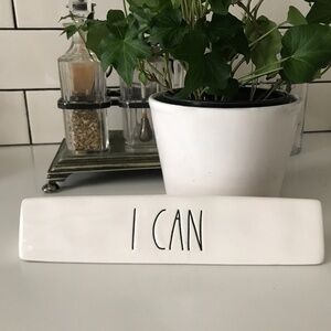 Rae Dunn I CAN I WILL Ceramic Desk Plaque Paperweight Office Sign